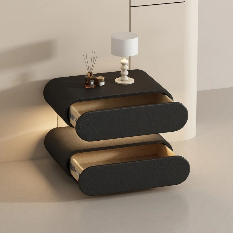 All solid wood bedside table installation-free modern minimalist high-end crystal ball acrylic sensor light luxury bedside table