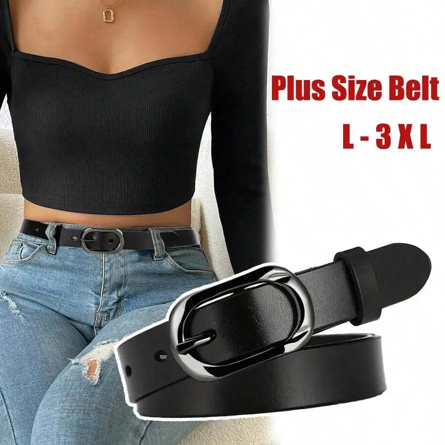 1pc Plus Size Women's Belt, Versatile Casual College Style Faux Leather Belt With Classic Buckle, Suitable For Daily Casual,