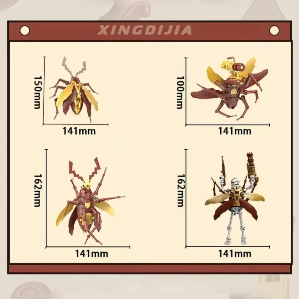 クリエイティブな機械式ゴキブリ組み立てブロックおもちゃ、関節可動式動物モデル、家の装飾、子供向けDIYおもちゃ、ホリデーギフト