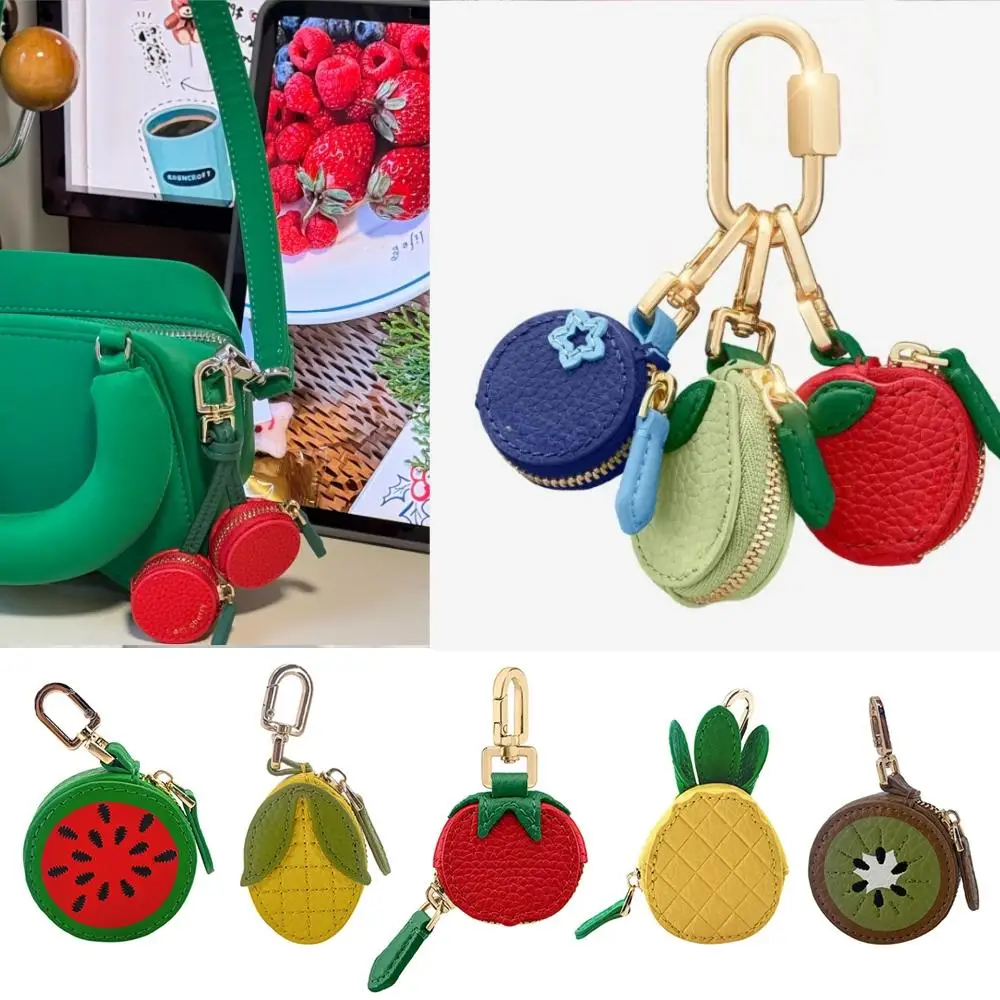 

Fruit Charm Coin Purse Strawberry Cute PU Leather Pendant Charm Korean Style Keychain Earphone Bag Mini Storage Bag