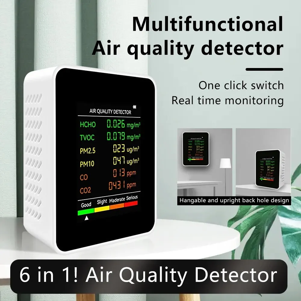 ZN-AZ-2COWB 6-in-1 Infrared Sensor Multi-function Air Quality Detector Home Indoor Portable Carbon Dioxide Detector