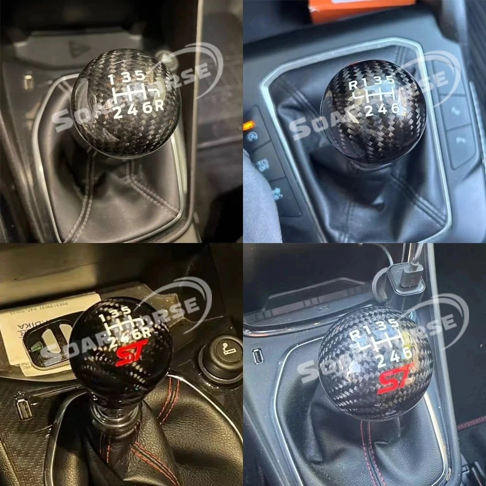 1 PC New 6 Speed Racing ST Real Carbon Fiber Gear Shift Knob Head For Ford Puma RS ST-Line 2019-2024