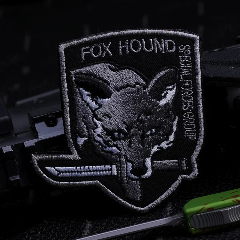 FOXHOUND Embroidery Tactical Patches Hook and Loop Patch Military Army Morale Badges Armband Applique Backpack Hat Stickers