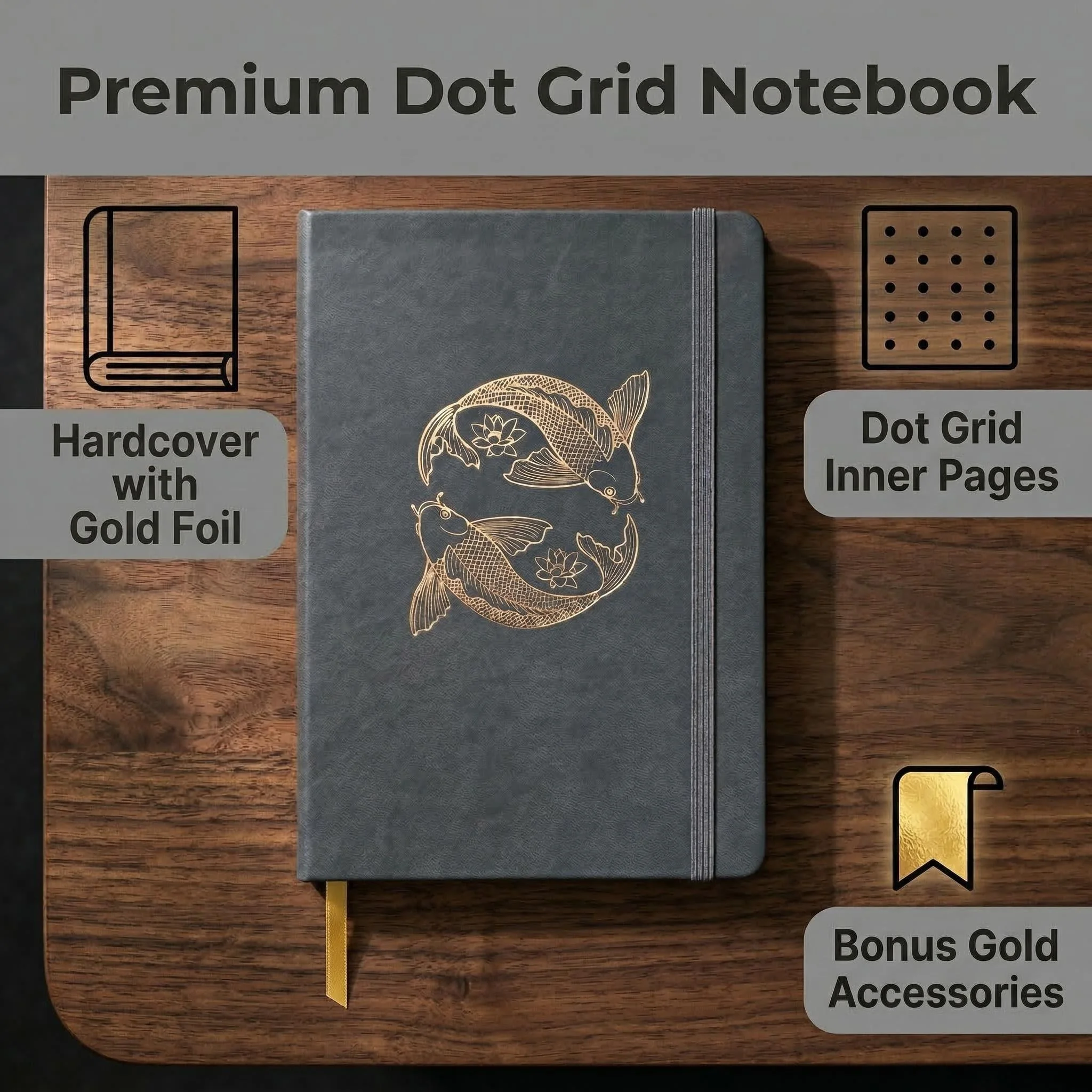 A5 Dotgrid-Notizbuch, 160 g/m² dickes cremefarbenes Papier, Hardcover, gepunktetes Journal, 160 nummerierte Seiten, Notizbuch aus Kunstleder, flach aufklappbar – Detail 2