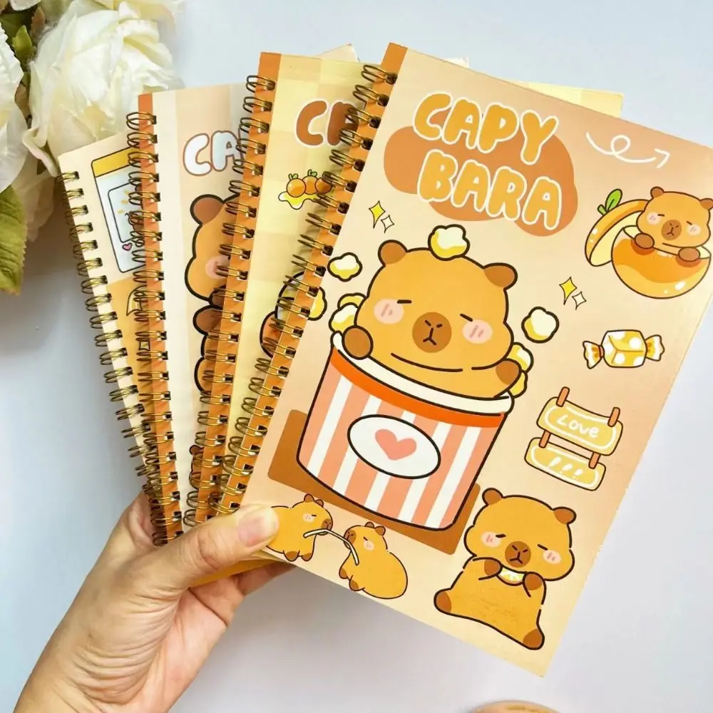 Cartoon A5 Lose blatt Notizbuch horizontale Linie Capybara Ring Binder Notizblock Journal Planer Lern zubehör