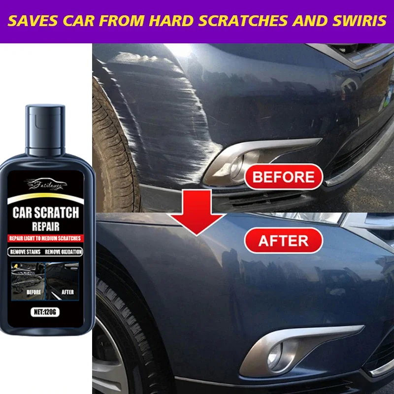 NOWY Wosk do usuwania rys 120 ml - Szybkie usuwanie rys na samochodach, wielofunkcyjny wosk polerski ochronny, do drobnych uszkodzeń.