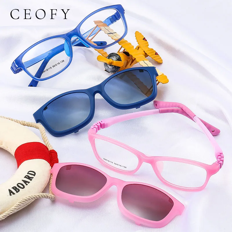 Ceofy Kids Eyeglasses Frames Magnetic Polarized Glasses Children Optical Prescription Clip On Flexible Eyewear 19974