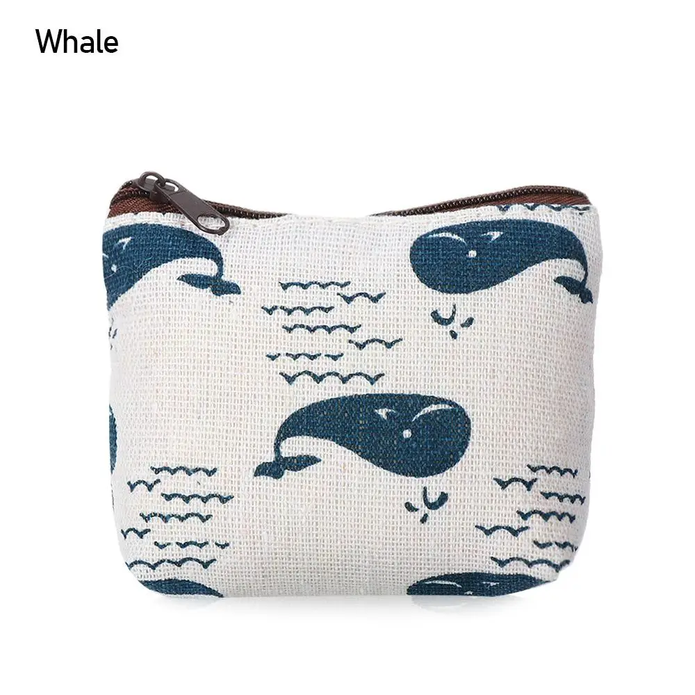 

Повседневный стиль, чехол для наушников, держатель для карт, мультяшный животный узор, маленький кошелек на молнии, холст, кошелек для монет, дорожная косметичка