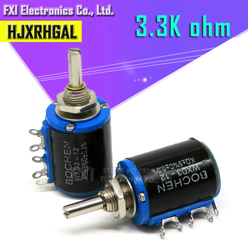 2PCS WXD3-12 1W 3K3 3.3K ohm WXD3-12-1W 5 ring multi-circle precision wire-wound potentiometer