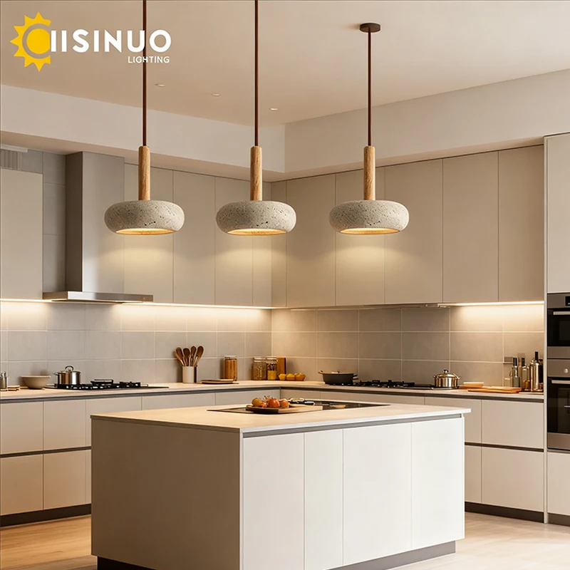 Wabi-sabi Yellow Cave Stone Pendant Light Cream Wind Style LED Retro Bedroom Hanging Lamp for Home Restaurant Kitchen Bar Decora
