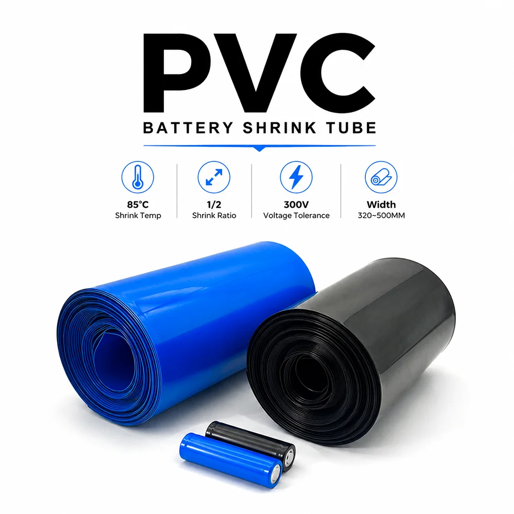 10/5/2M Black/Blue 18650 Battery PVC Heat Shrink Sleeve Width 320-500mm Rapid shrinkage/cable wrapping protective sleeve