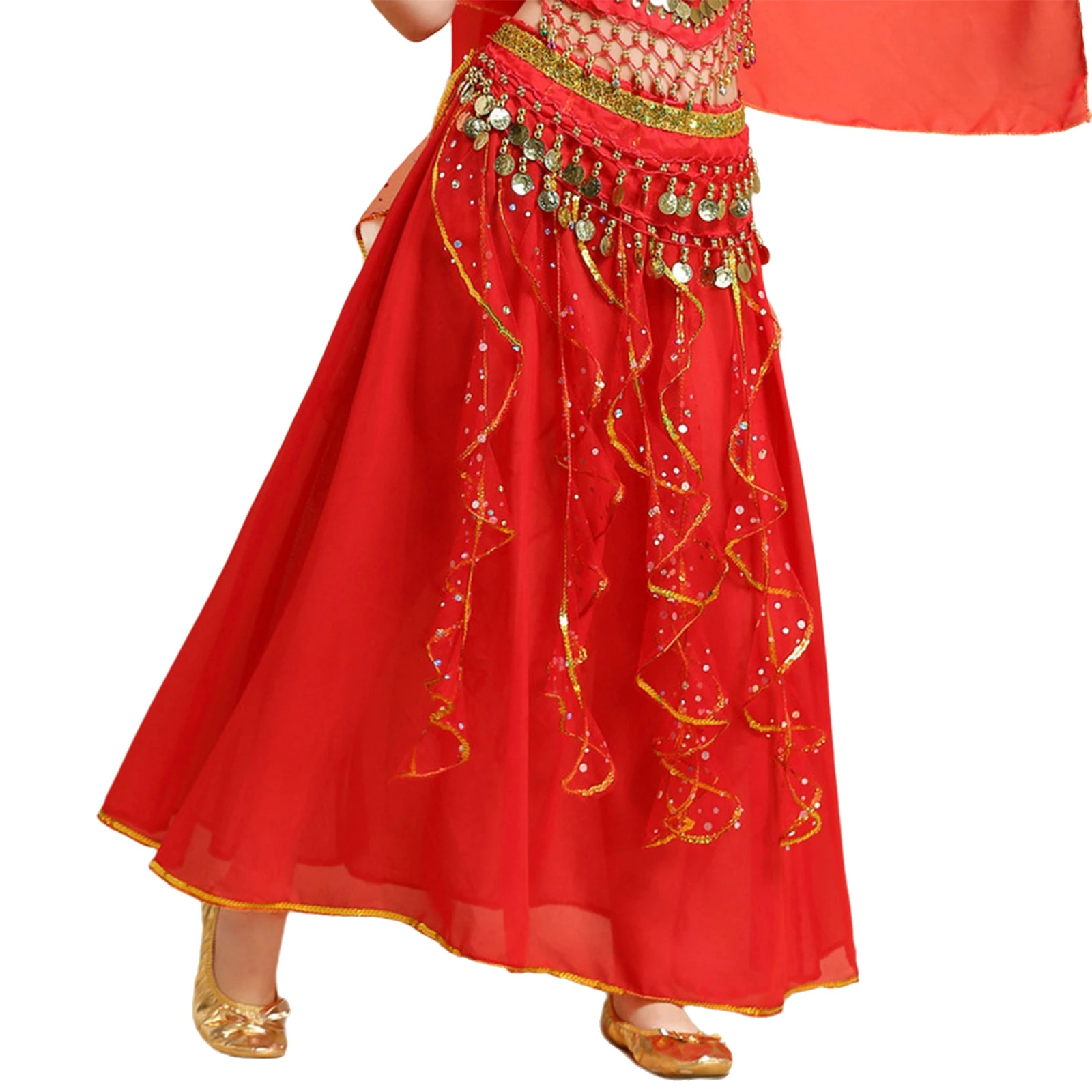 여자 반짝이는 스팽글 벨리댄스 스커트 허리 체인 세트 할로윈 인디언 벨리댄스 의상 라틴 차차 무대 공연용