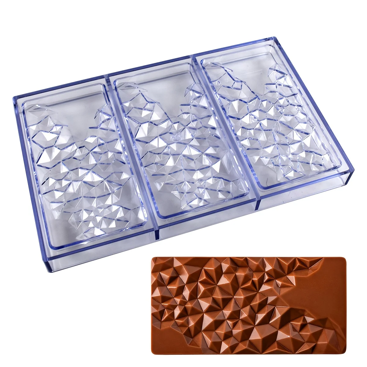 Food‑Grade Plastic Chocolate Bar Mold, 3‑Module Irregular Geometric Fragment Mould, DIY Baking Tool For Homemade Chocolate Bar