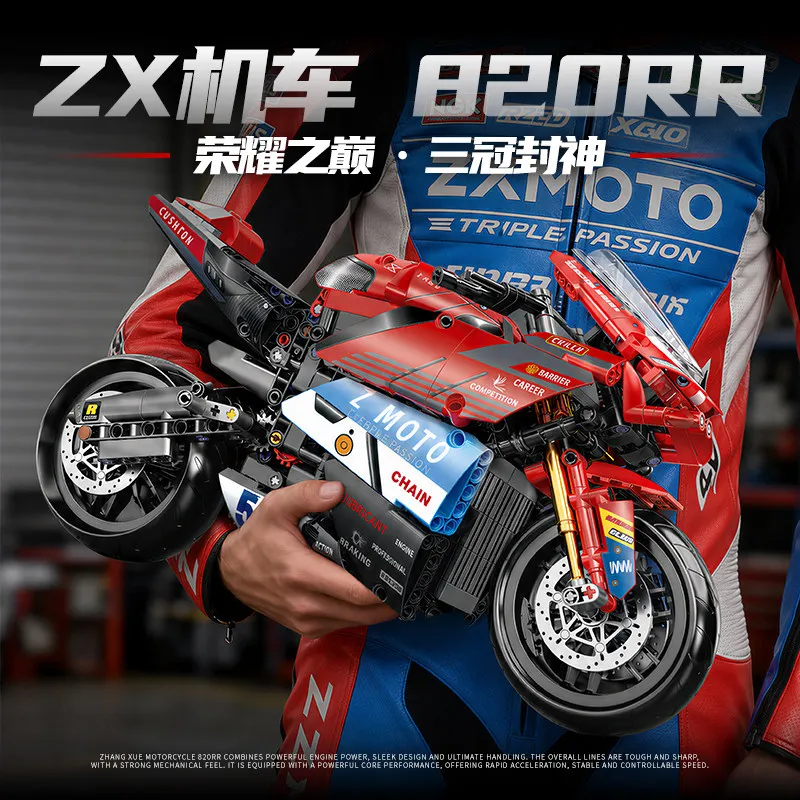 

ZXMOTO 820RR-RS 1:8 Motorcycle Model Kit, Detailed Building Block Set for Collectors & DIY Gift