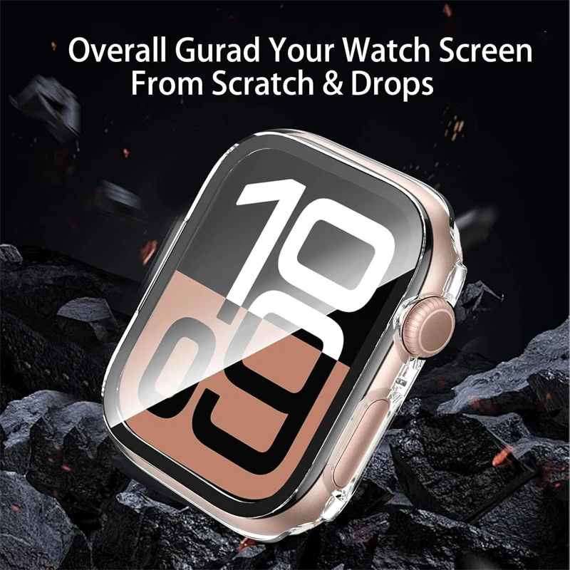 Glass + Case for Apple Watch 10 9 8 45mm 41mm 44mm 40mm S10 42mm 46mm PC Hard Protector Bumper Cover for IWatch 7 SE 6 5 4 3 image 4