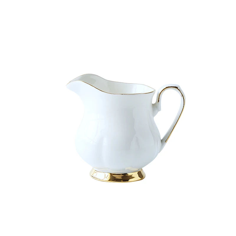 Luxury Bone China Coffee Cup with Gold Rim and Exquisite Milk Pot - Elegant English Afternoon Tea Set