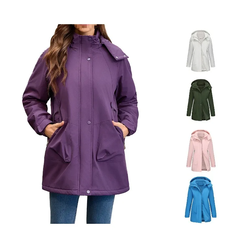 

Women's Casual Detachable Cotton-Padded Mountaineering Jacket Windproof Warm Autumn Winter Windbreaker for Outdoor Activities