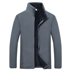 Winter Plus Size Thick Polar Fleece Jacket Men's Outdoor Camping Hiking Coral Velvet Thermal Coat Casual Top Windbreaker Lining