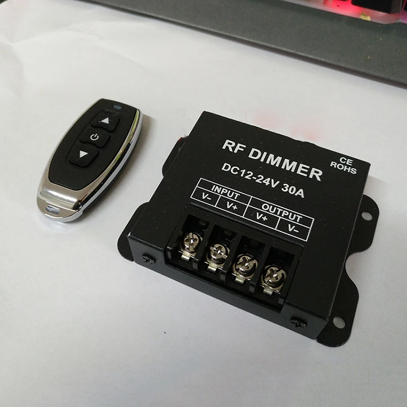 RF 고전력 무선 원격 제어 조광기, 단색 LED 조명 스트립용 조광 스위치, DC 12V-24V, 30A, 3 키, 1 세트