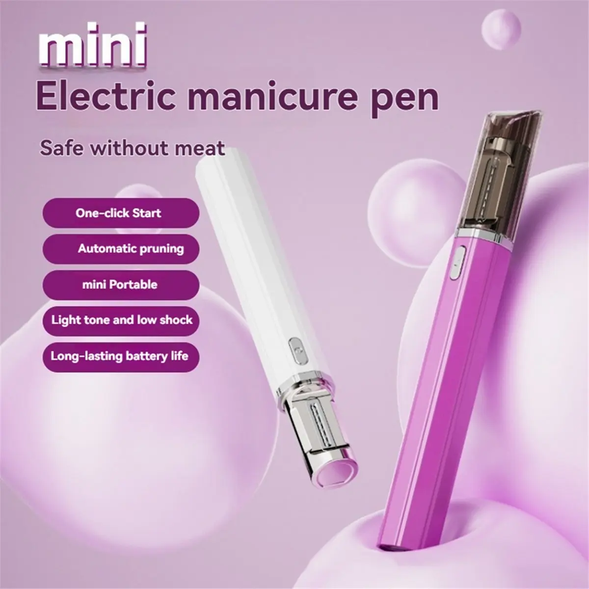 Electric Nail Clippers Sharpener USB Rechargeable Safe for Babies to Adults Ideal Gift White-ABLM view 2