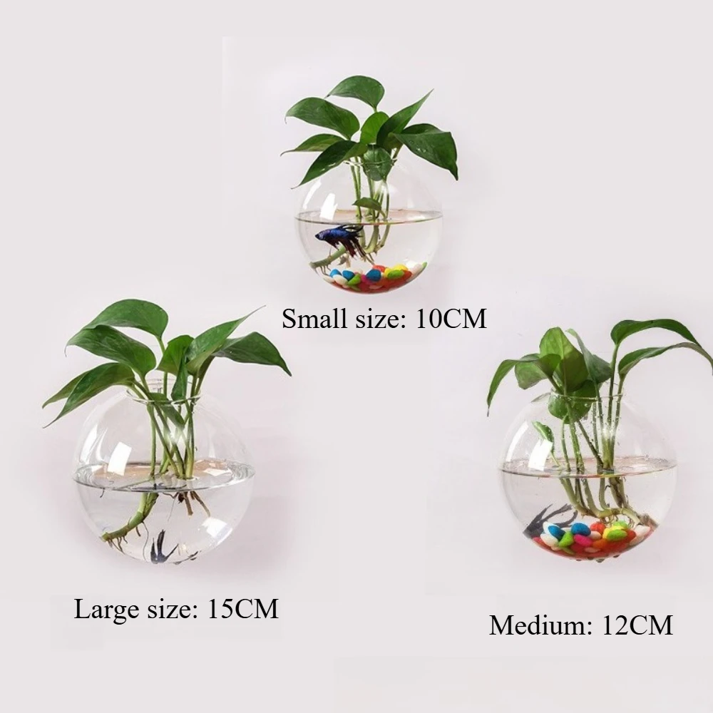 Creative Transparent Glass Vase Wall Mounted Spherical Hydroponic Plant Glass Vase Home Decoration Container Wedding Prop