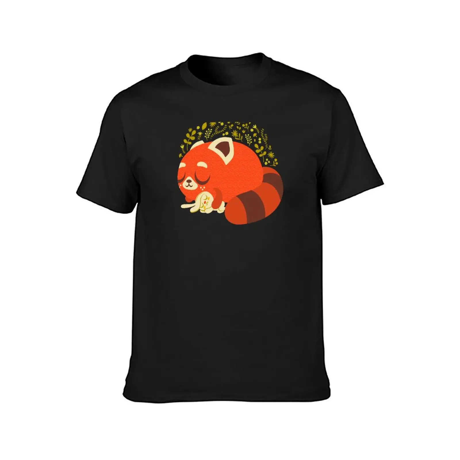 Sleeping Red Panda and Bunny T-Shirt anime clothes animal prinfor boys for a boy mens graphic t-shirts hip hop