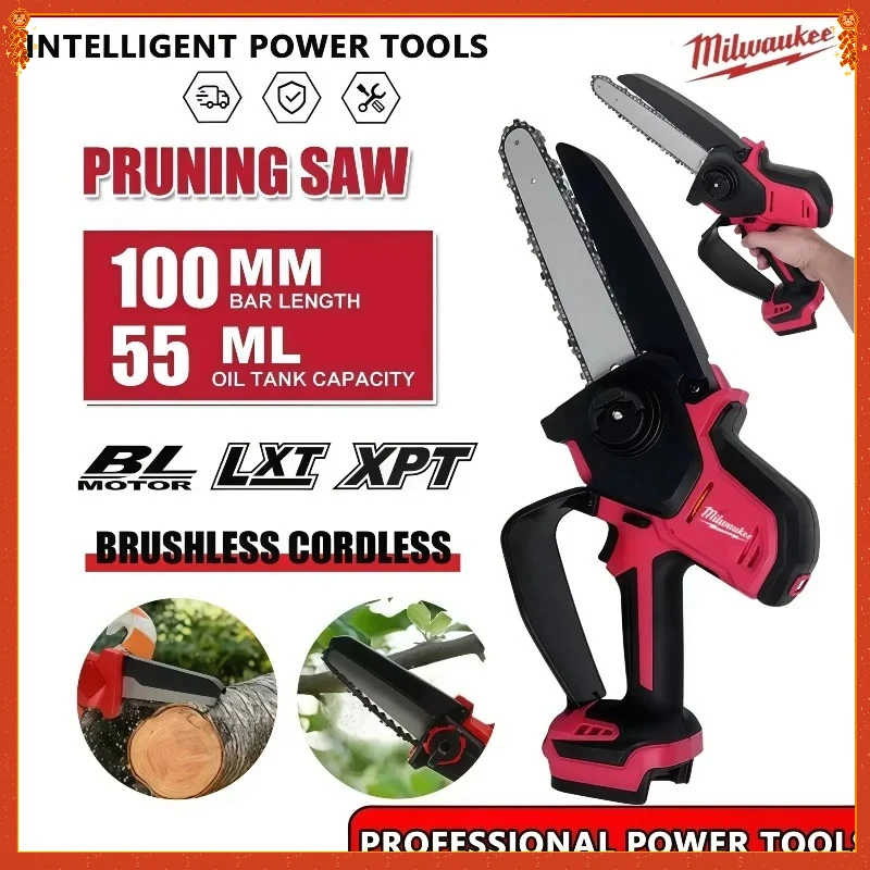 

Milwaukee Mini Chain Saw Electric Saw Handheld Garden Logging Cordless Chainsaw Wood Cutting Power Tool For 18V Battery