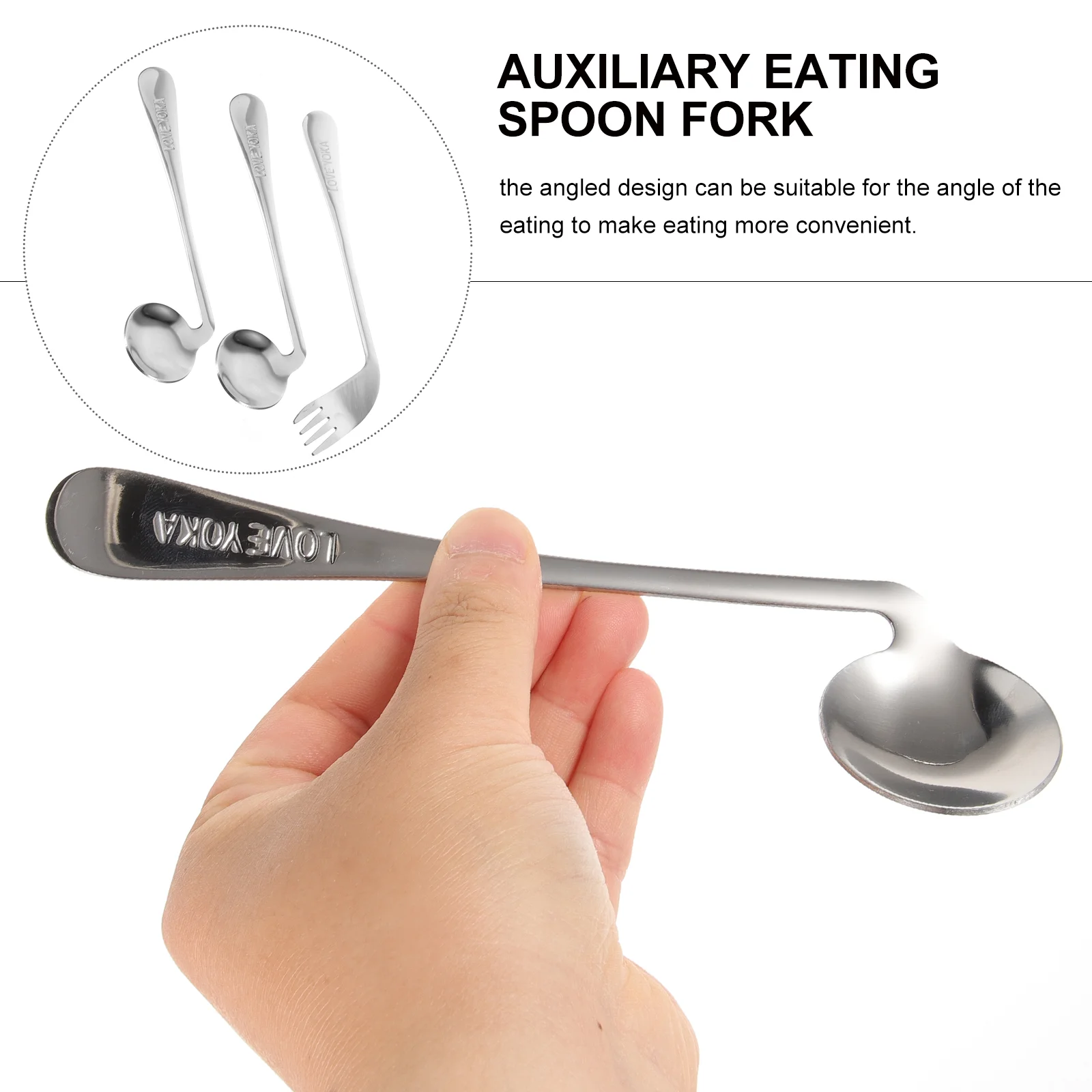 Left Hand Cutlery Spoon Tableware Small Self-feeding Angled Stainless Steel for Patients Practical Utensil Elder