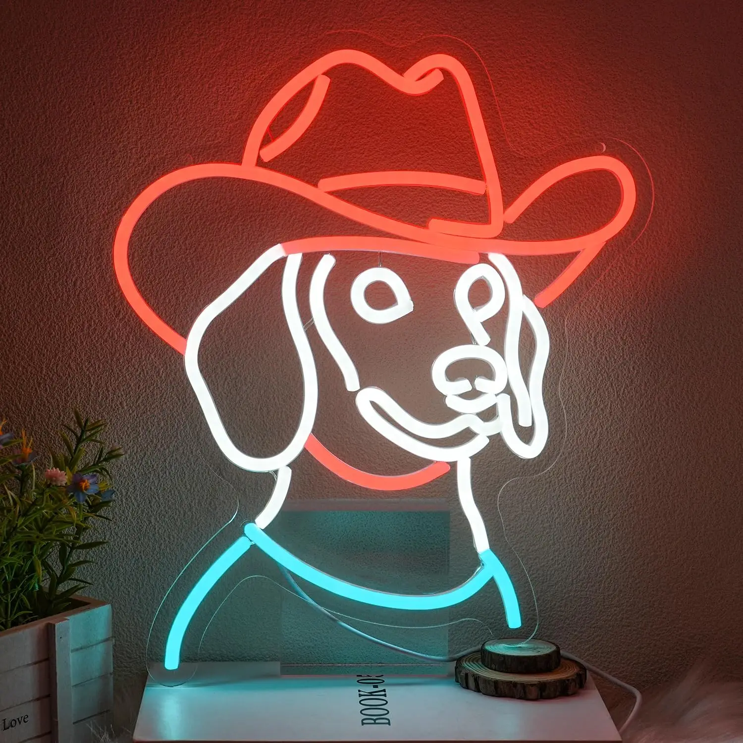 

Cowboy Dog Neon Sign Wall Decor Art Trendy romantic colorful light, high-saturation hazy, tipsy feeling