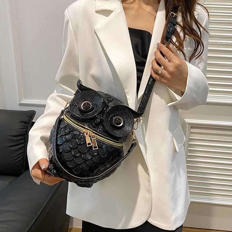 Owl Gothic Bags For Women Brand Luxury Design Crossbody Bag Personality Purse Lady High Quality Leather Handbags Round Bag