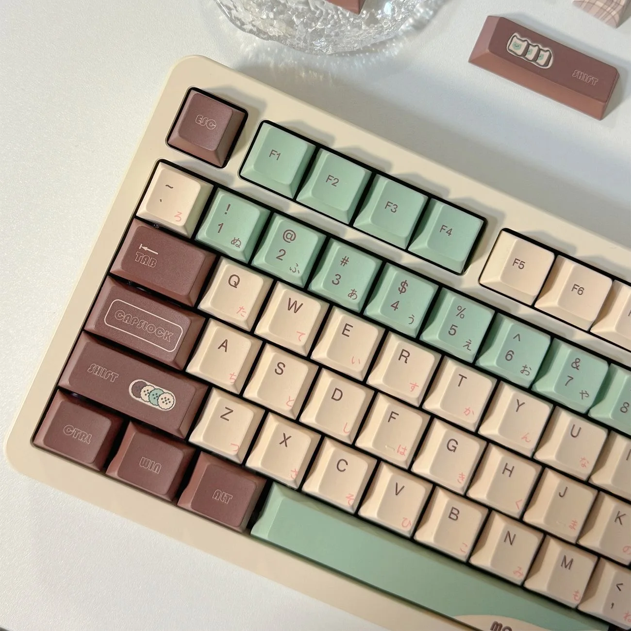 

126 Keys Matcha Theme Cherry Profile PBT Dye Sublimation Top print Keycaps for MX Gaming Mechanical keyboard 61/68/87/98/104/108