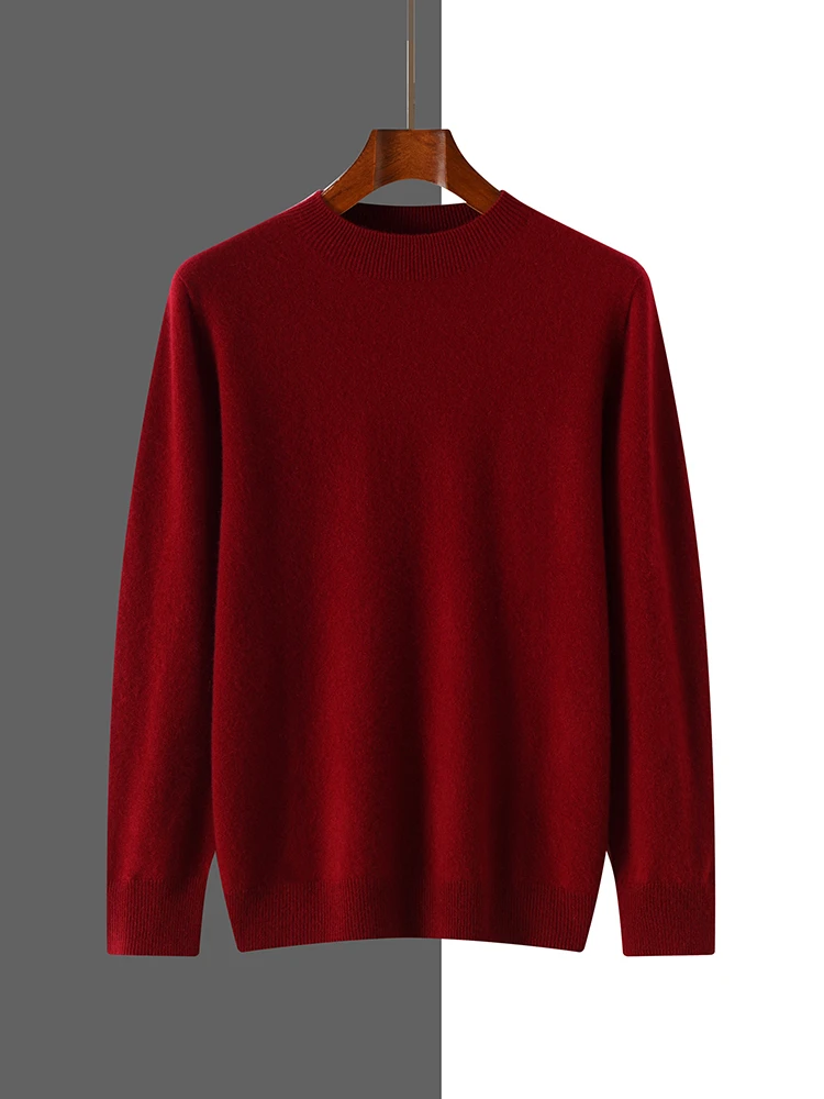 

100% Cashmere Knitwear Men's Basic Sweater Autumn Winter Solid Color O-Neck Pullover Smart Casual Christmas Clothing Top Classic