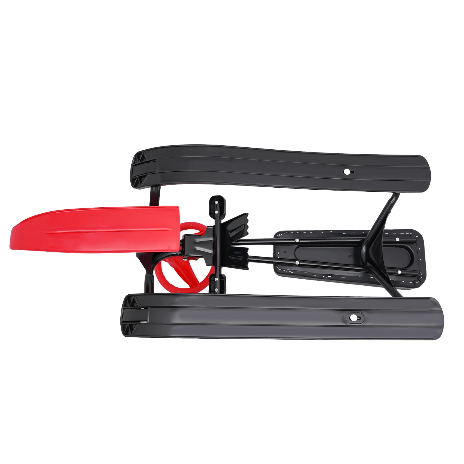 Snow Racer Sled, Ski Sled Slider Board with Steering Wheel, for Kids 3-15 Years Old, for Skiing, Ice Skating, 100 kg Load, Red
