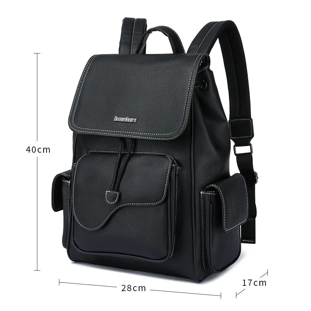 Neuer modischer Rucksack für Herren, luxuriöser Leder-Reiserucksack, Herrenrucksack mit großer Kapazität, Laptoptasche mit Klappe, Schnür-Rucksack, Schülerrucksack. – Detail 1