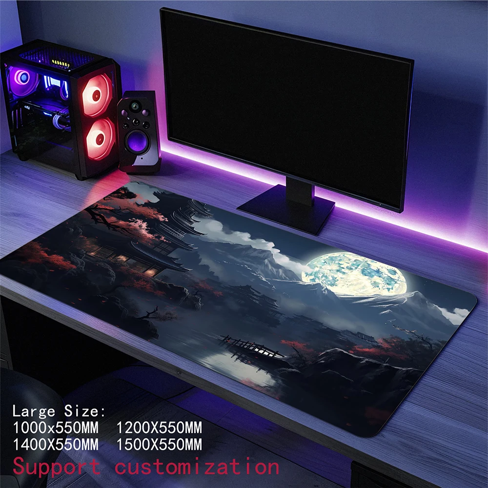 Large Moonlight Landscape Mousepad Pc Accessories Keyboard Pads Gaming Speed Desk Mat Rubber Locked Edge Mouse Mat 55x120cm