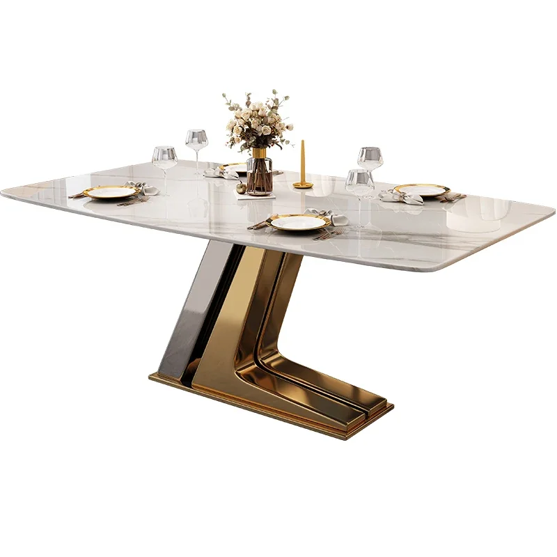 Italian Bright Stone Plate Dining Table Modern Simple and Light Luxury Rectangular Designer