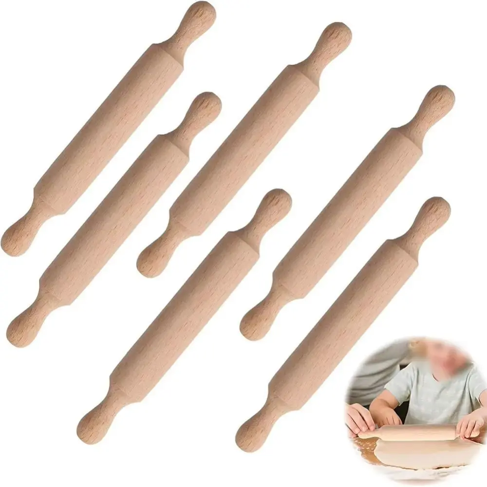 Mini Wooden Rolling Pins Comfortable Grip Handles Small Size Rolling Pin Toy Eco-friendly Natural Dough Roller Pin Baking