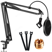 Universal Microphone Stand Kits Adjustable Microphone Boom Arm Holder with Pop Filter for Shure SM7B AM8 A8 A6V K658 K688 K669
