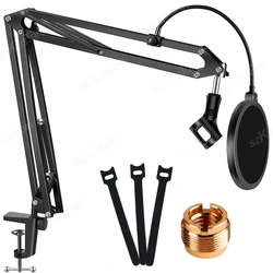 Universal Microphone Stand Kits Adjustable Microphone Boom Arm Holder with Pop Filter for Shure SM7B AM8 A8 A6V K658 K688 K669