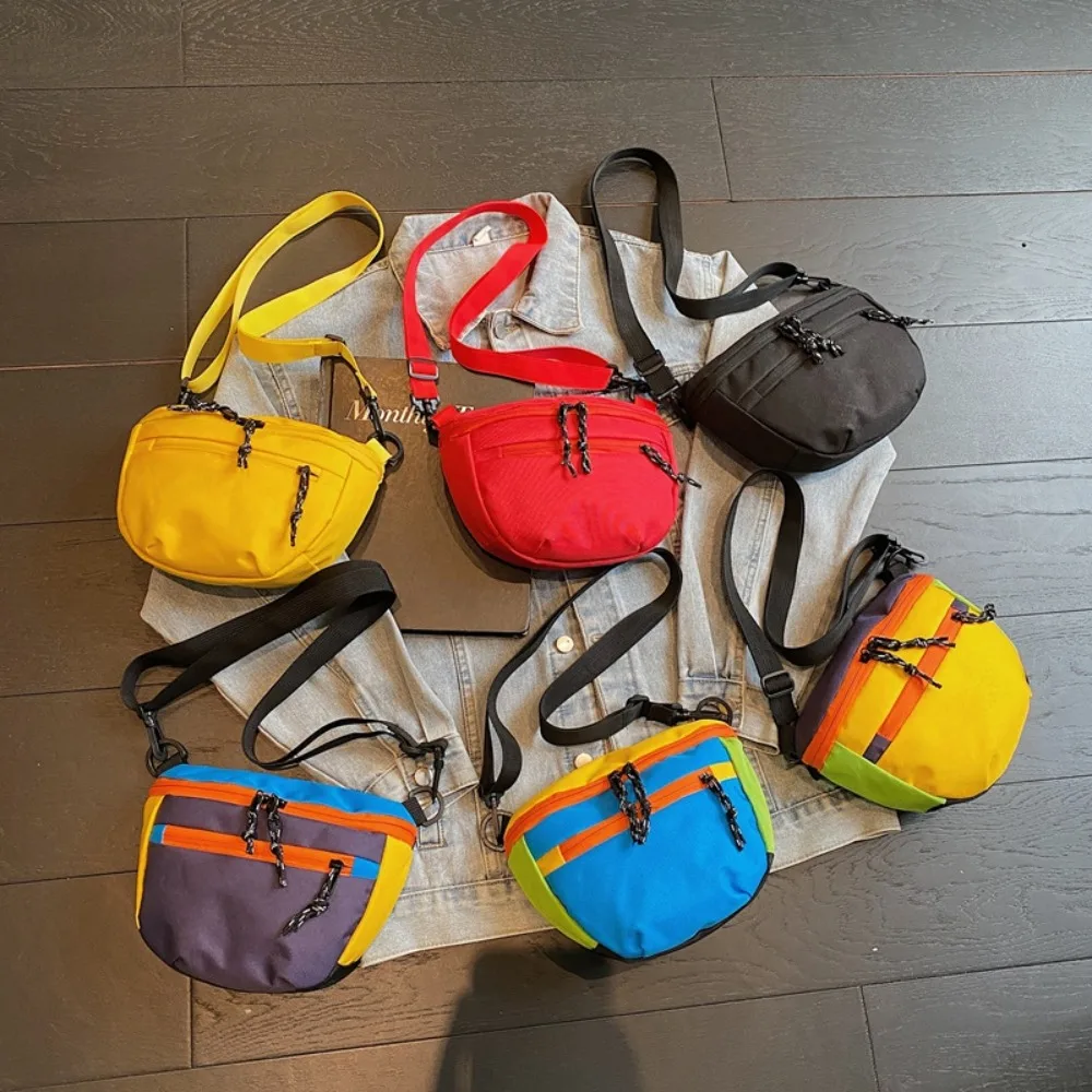 Korean Style Nylon Half Moon Bags Large Capacity Color Contrast Dumpling Shoulder Bag Waterproof Lightweight