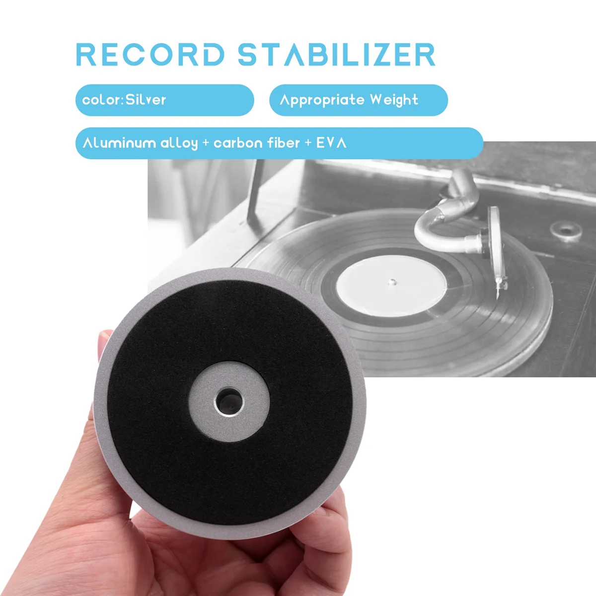 

【Горячая распродажа!】Стабилизатор веса с мягкой защитной накладкой для профиля проигрывателя виниловых пластинок Hifi LP (серебристый)