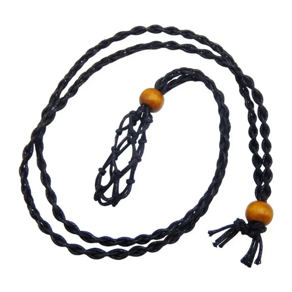 Adjustable Net Bag Braided Necklace Retro style Handmade Net bag necklace fashion Exquisite Crystal Stone Pendant Necklace Women