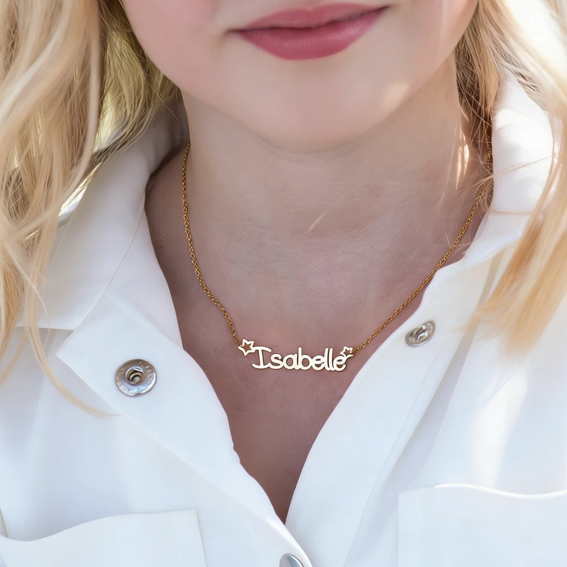 

Personalized Custom Name Necklace for Kid Baby Women Stainless Steel Customized Name Star Necklace Kid Mom Birthday Jewelry Gift