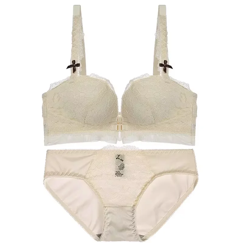 Sexy Front Closure Push Up Bra Set - Wireless, Thickened & Anti-Sagging, Plus Size Lingerie for Women | Comfortable & Smoothing