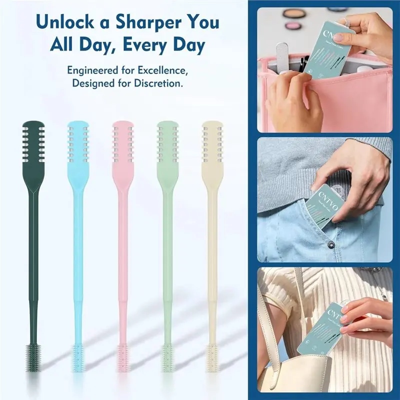 Manual Nose Hair Trimmer,360° Rotating, 2-In-1 Double-Sided Nasal Hair Cutter, For Home& Travel 10 Pcs-A54Q