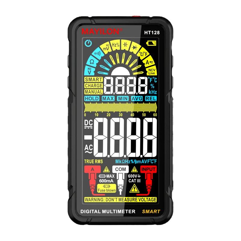 Habotest HT128 Large Screen Dual Modes 6000 Counts Voltmeter AC DC Ohm Capacitance Tester DMM Smart Digital Multimeter True RMS