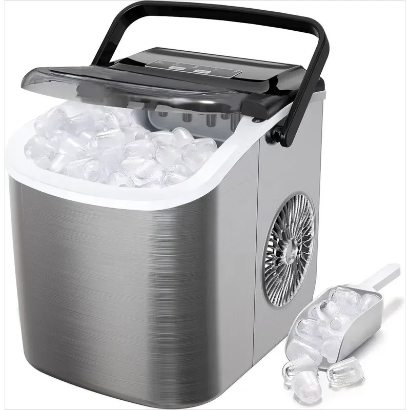 STLF Professional Automatic Stainless Steel Ice Machine Shell Portable Ice Machine Home Countertop Ice Machine