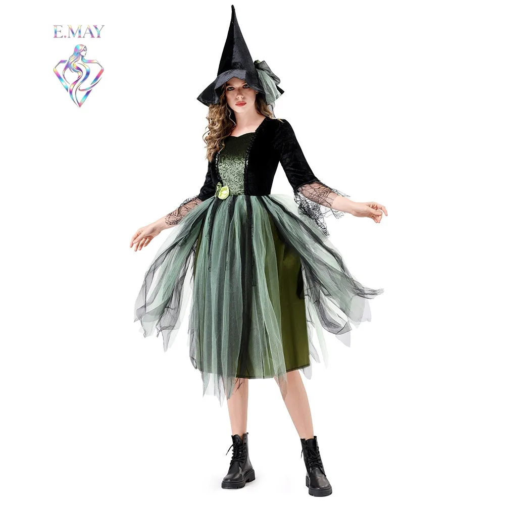 Adult Wizard Costume 2025 Halloween Stage Performance Fairy Tale Role Play Witch Holiday Costume Traditional Chinese Style Wo...