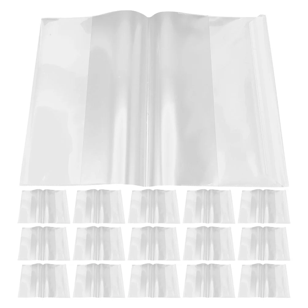 20Pcs Transparent Book Covers Clear Plastic Sleeve Reusable Protective Cover for Textbooks Notebooks Students Lovers