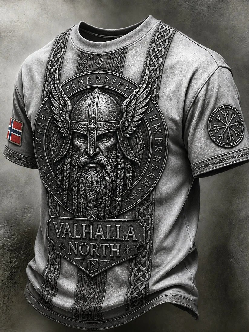 2027 Summer Best-selling Men's Vintage Viking Style 3D Printed Sports Breathable Quick-Dry T-Shirt Family Couple's Top